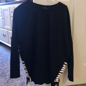 Black lace up sweatshirt